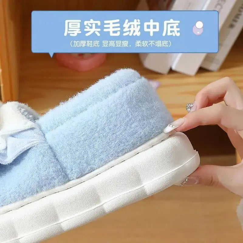 Hello Kitty Kuromi Cinnamoroll Cotton Slippers Cartoon Cute Winter Indoor Home Slippers Thick Sole Keep Warm Cotton Shoes