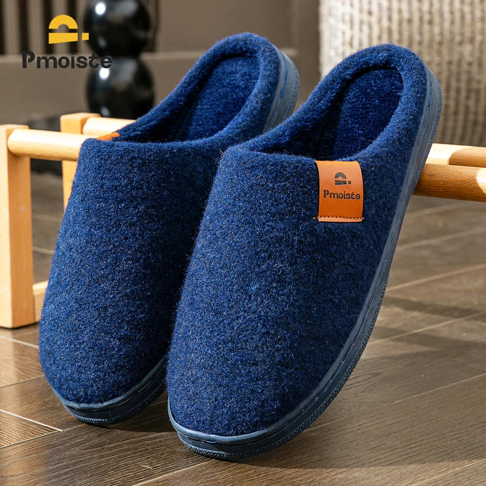 Winter Men Felt Platform  House Slippers Ultra Warm Cushion   Cozy Living Non-Slip TPR Outdoor Indoor House