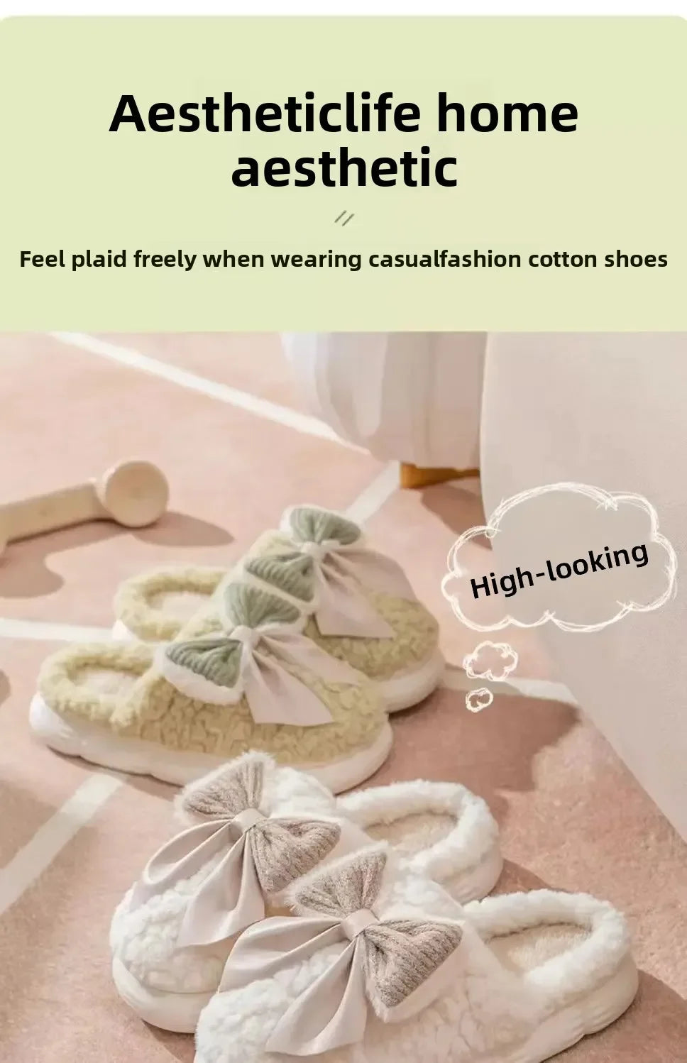 Women's thick-soled plush slippers for indoor outdoor use, non-slip warm fuzzy house shoes with soft fleece, slippers daily wear