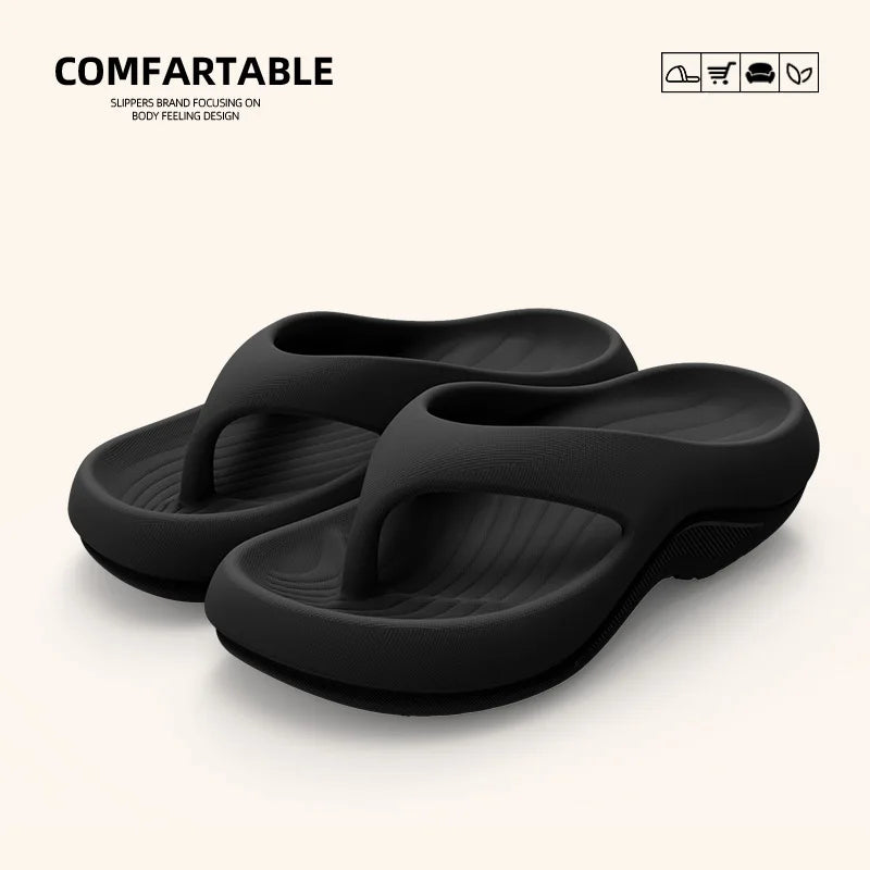 Women's EVA Thick-Heeled Sandals Anti-Slip Odor-Resistant Outdoor Wearable Flip Flops Comfortable Summer Slippers