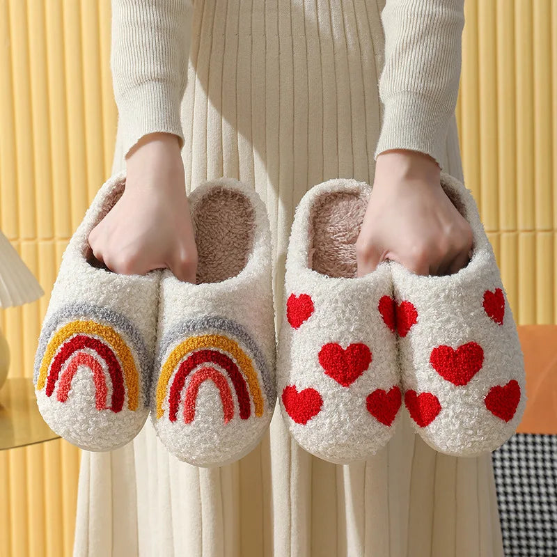 Women's Winter High-End Cotton Slippers, Women's Indoor Home Plush Warm Maternity Slippers, Couple Slippers with Added Fleece for Men in Autumn and Winter