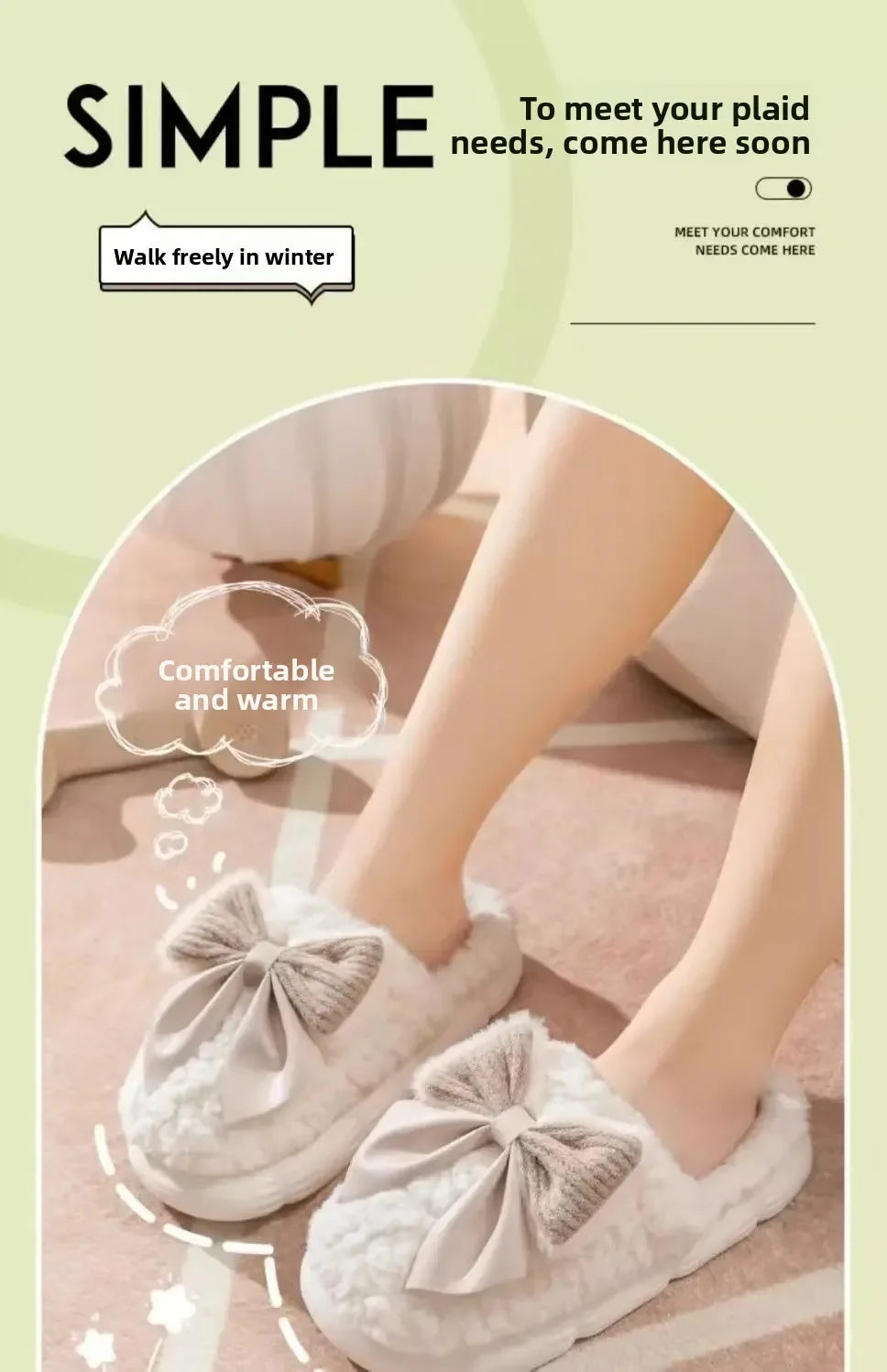 Women's thick-soled plush slippers for indoor outdoor use, non-slip warm fuzzy house shoes with soft fleece, slippers daily wear