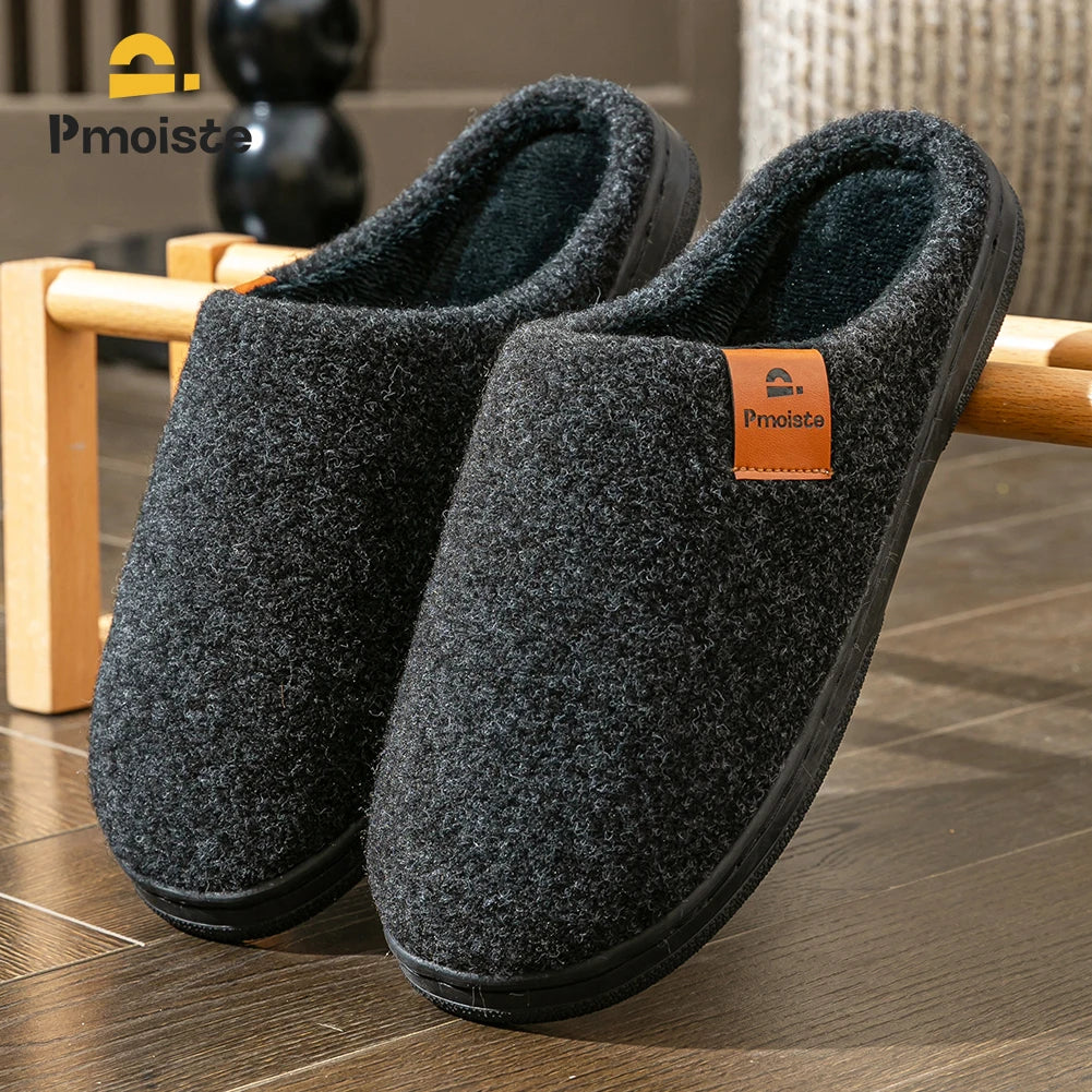 Winter Men Felt Platform  House Slippers Ultra Warm Cushion   Cozy Living Non-Slip TPR Outdoor Indoor House