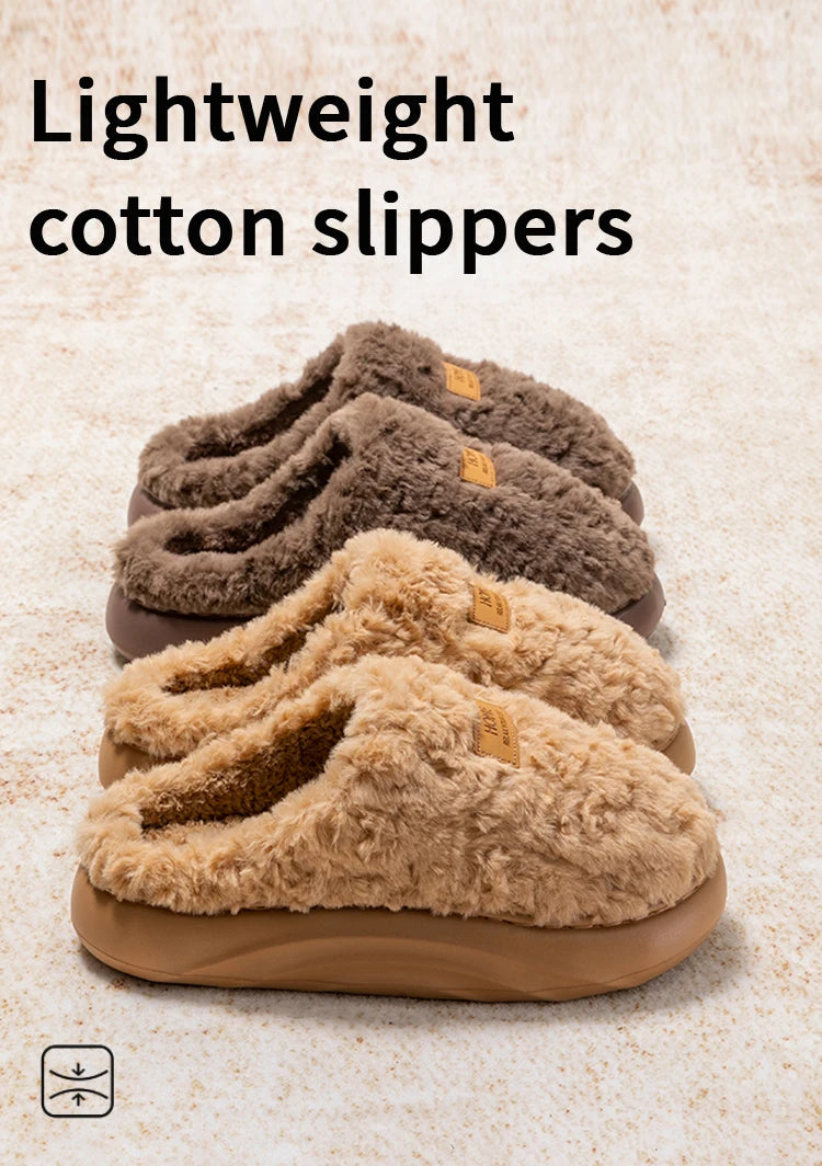 Women's Winter Slippers Indoor Non-Slip, Fleece Lined Warm House Shoes with Thick Soft Sole, Cozy Couples Faux Fur Slides