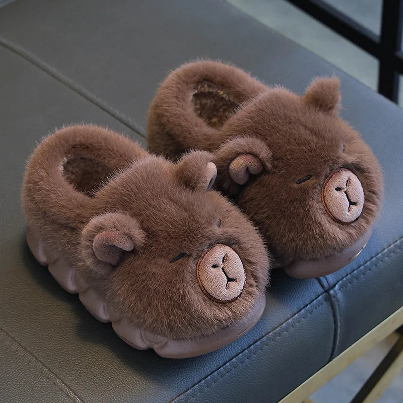 Capybara Children's Winter Cotton Slippers New Boys Girls Cartoon House Slippers Non Slip Comfortable Soft Sole Plush Slippers