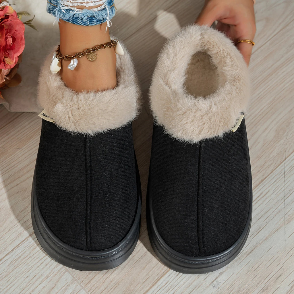 Outdoor Casual Fashion Simple Winter Home Women's Slipper Boots Fuzzy Soft Warm Indoor Anti-slip Comfy Bedroom Couples Shoes