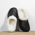 Winter Couple Fuzzy Slippers Women Men, Warm Fur Lined Mule House Shoes for Indoor Outdoor Cozy Comfortable Non-Slip Soft Slippe