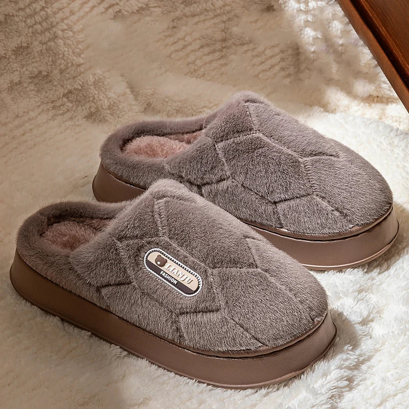 Trend Winter Couple Indoor Non-slip For Men Women Flip Flops Warm Slippers Home Slides Casual bedroom Soft Shoes Big Size 50 51