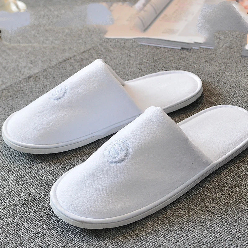 5Pairs/Lot Men Women Disposable Hotel Guest Slippers Cotton Slides Home Travel SPA Slipper Hospitality Cheap Indoor Slip-on