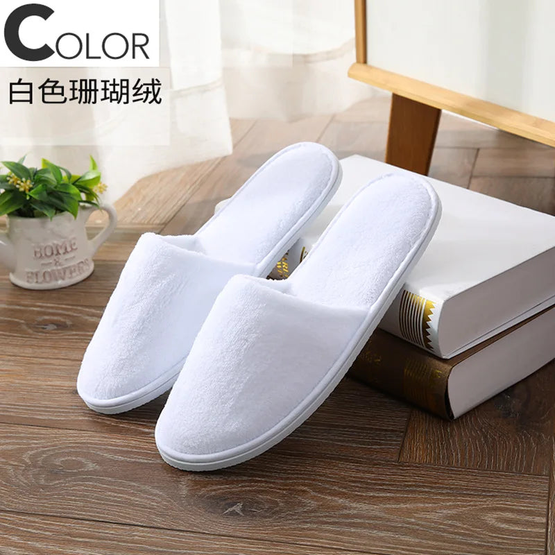 5Pairs/Lot Men Women Disposable Hotel Guest Slippers Cotton Slides Home Travel SPA Slipper Hospitality Cheap Indoor Slip-on