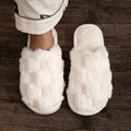 White Fluffy Indoor Home Slippers Women Comfortable Warm Plush Flats Slides Woman Soft Sole Non Slip Bedroom Floor Slippers
