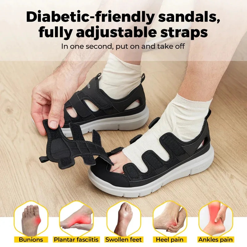 FitVille Men's Sandals Widened Diabetes Shoes Mens Casual Shoes Lightweight for Plantar Fasciitis Arch support Relief Pain