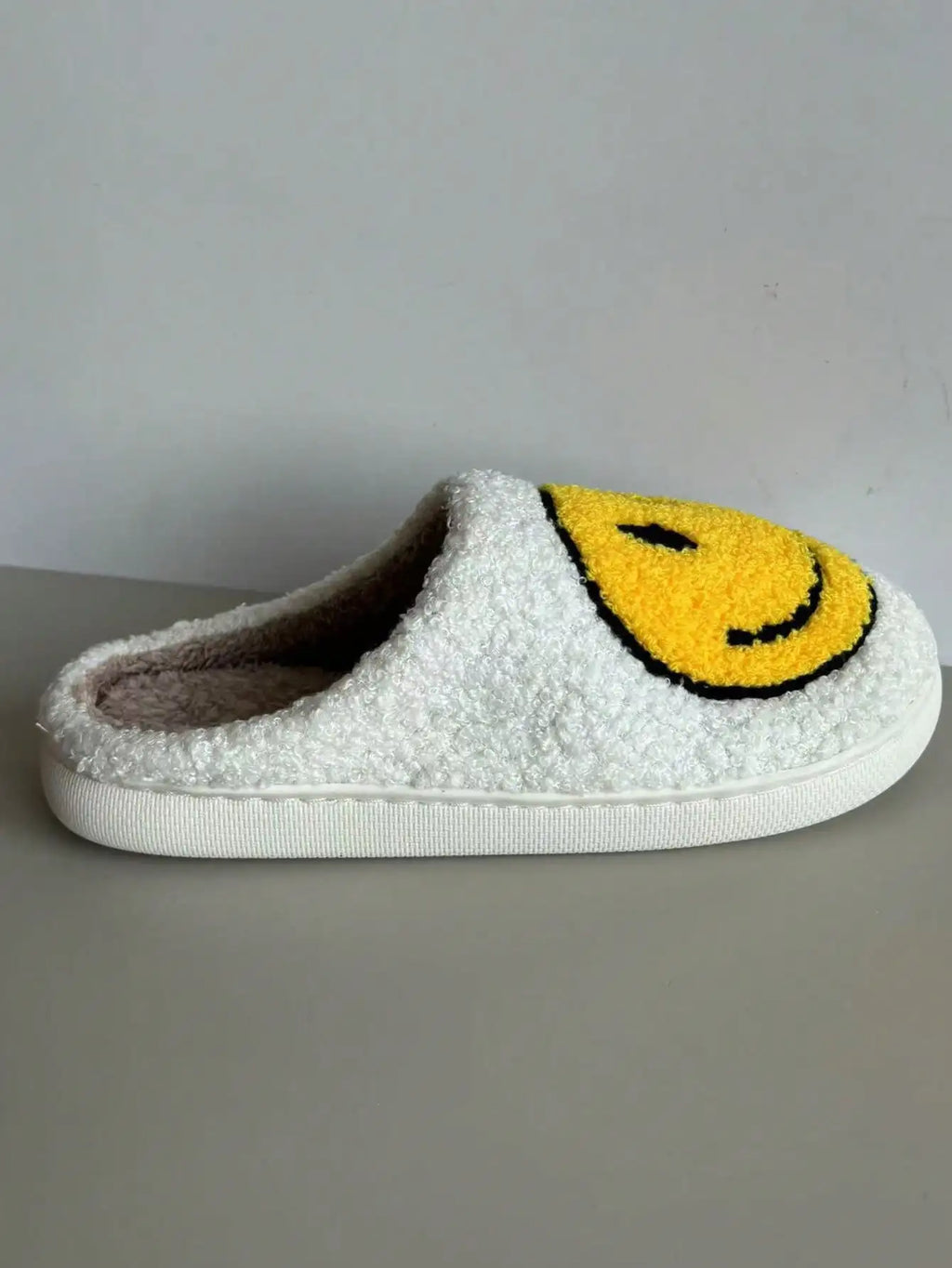 Women's Smiley Face Fleece Home Slippers, Comfortable Thickened Warm Anti-Slip Soft Sole Indoor Floor Slides