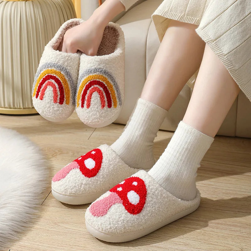 Women's Winter High-End Cotton Slippers, Women's Indoor Home Plush Warm Maternity Slippers, Couple Slippers with Added Fleece for Men in Autumn and Winter