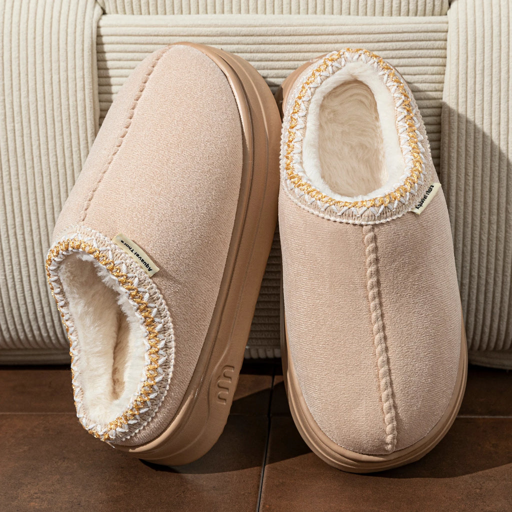 Winter Fashion Simple Fuzzy Home Lady's Shoes Warm Couples Indoor Leisure Soft Sole Women's Slippers Non-slip Fuzzy Bedroom