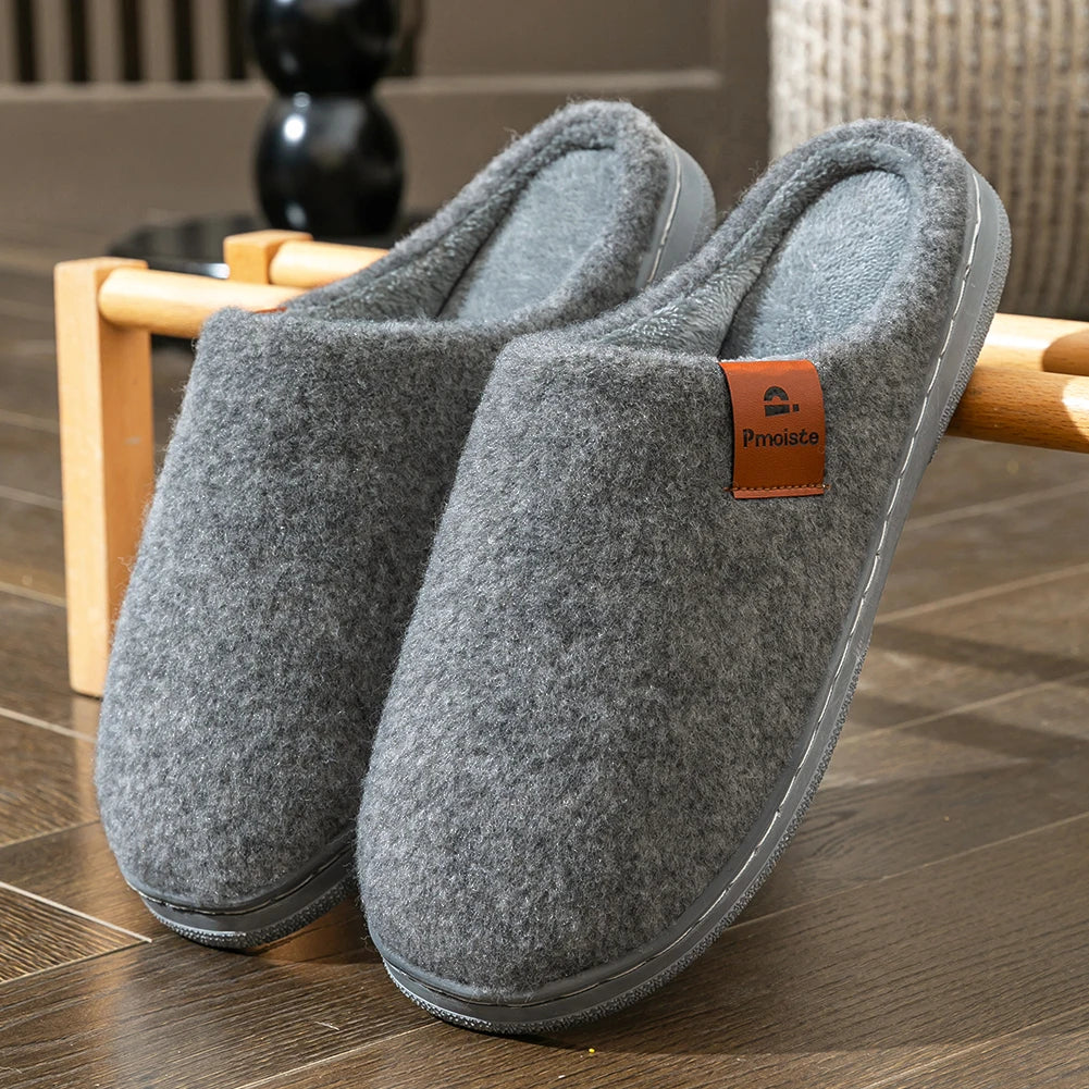Winter Men Felt Platform  House Slippers Ultra Warm Cushion   Cozy Living Non-Slip TPR Outdoor Indoor House