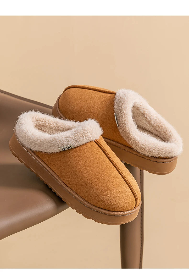 Autumn and Winter Slippers Women's Indoor Home Comfortable Fashion All-match Plush Warm Slippers Unisex Home Shoes for Winter