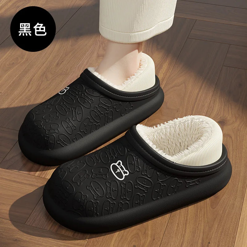 Waterproof Winter Slippers for Women & Men - Non-Slip Plush Scuff Shoes, Thick Sole Indoor/Outdoor Slides for Shower & Home