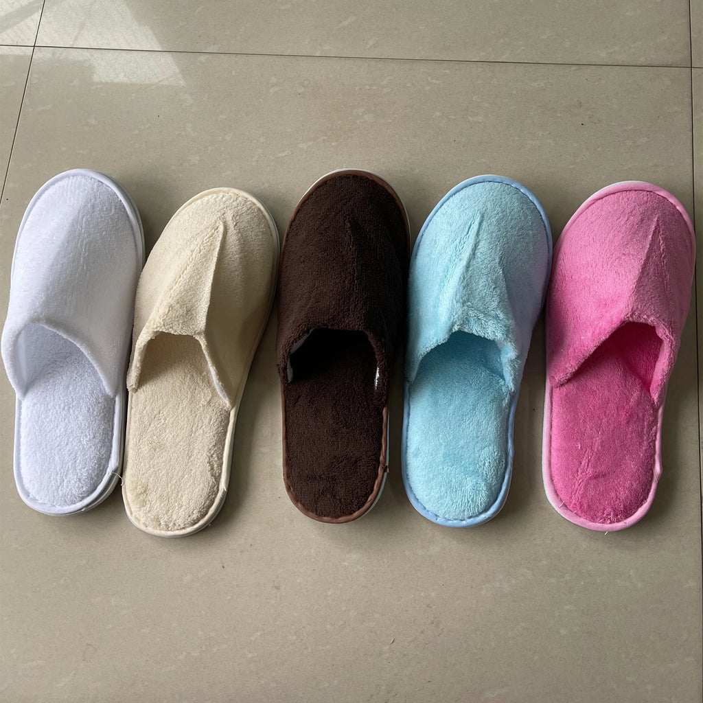 5Pairs/Lot Men Women Disposable Hotel Guest Slippers Cotton Slides Home Travel SPA Slipper Hospitality Cheap Indoor Slip-on