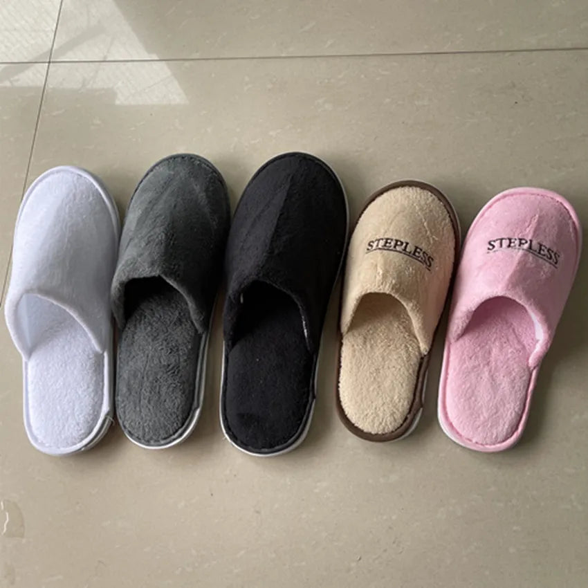 5Pairs/Lot Men Women Disposable Hotel Guest Slippers Cotton Slides Home Travel SPA Slipper Hospitality Cheap Indoor Slip-on
