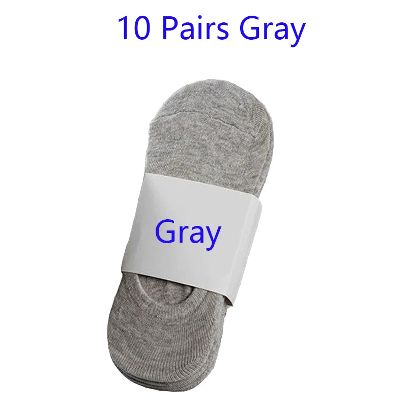 5/10/20 Pairs Summer Boat Socks For Men Non-slip Silicone Invisible Cotton Socks Breathable No-Show Slippers Sport Ankle Socks