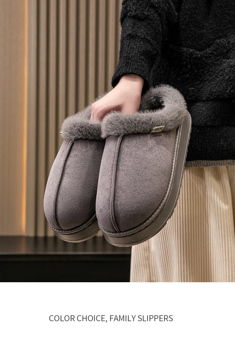 Autumn and Winter Slippers Women's Indoor Home Comfortable Fashion All-match Plush Warm Slippers Unisex Home Shoes for Winter