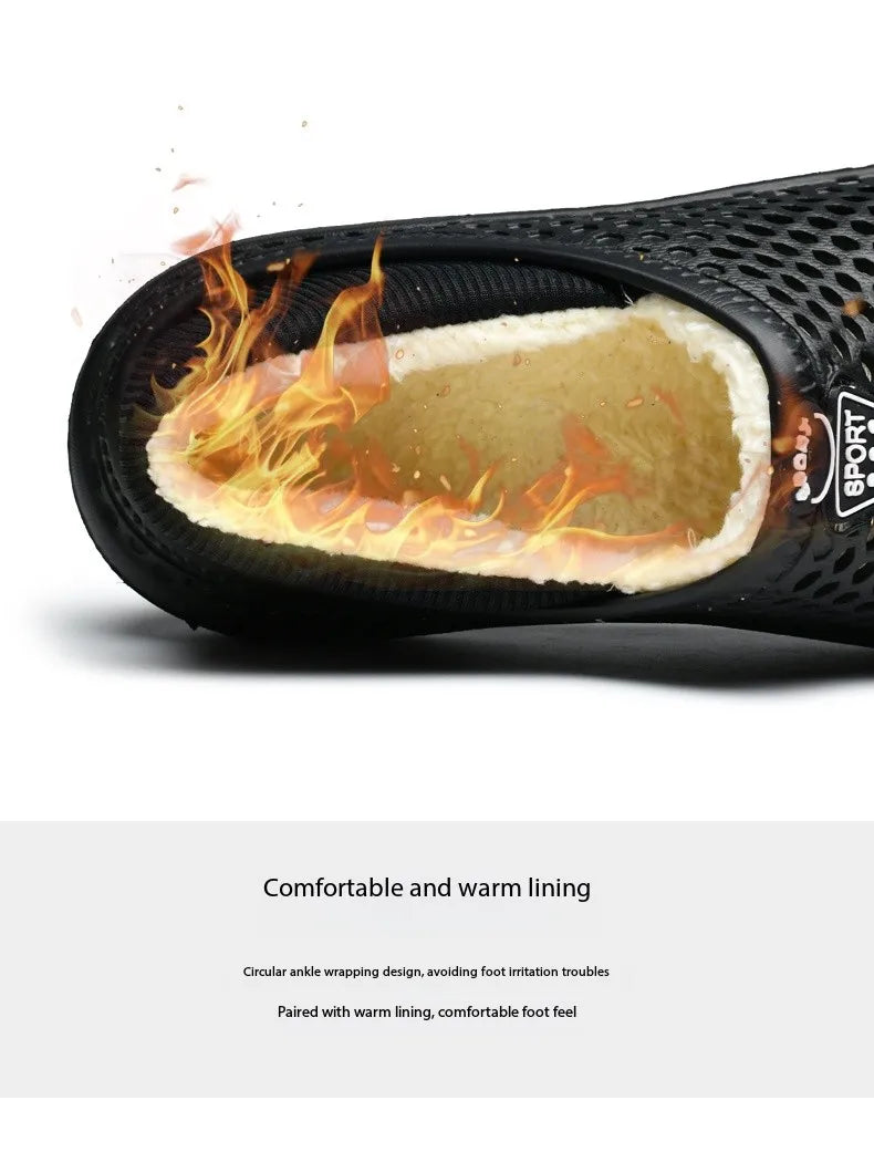Winter Couple Slippers with Enclosed Back Outdoor Indoor Plush Fleece Lined Anti-Slip Home Shoes for Women Men Solid Color Simpl