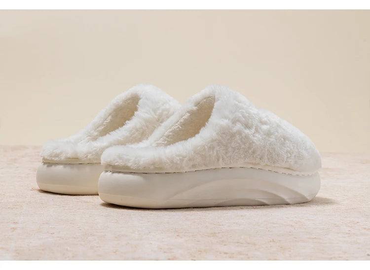 Women's Winter Slippers Indoor Non-Slip, Fleece Lined Warm House Shoes with Thick Soft Sole, Cozy Couples Faux Fur Slides