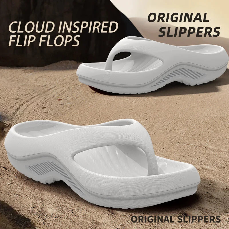 Women's EVA Thick-Heeled Sandals Anti-Slip Odor-Resistant Outdoor Wearable Flip Flops Comfortable Summer Slippers