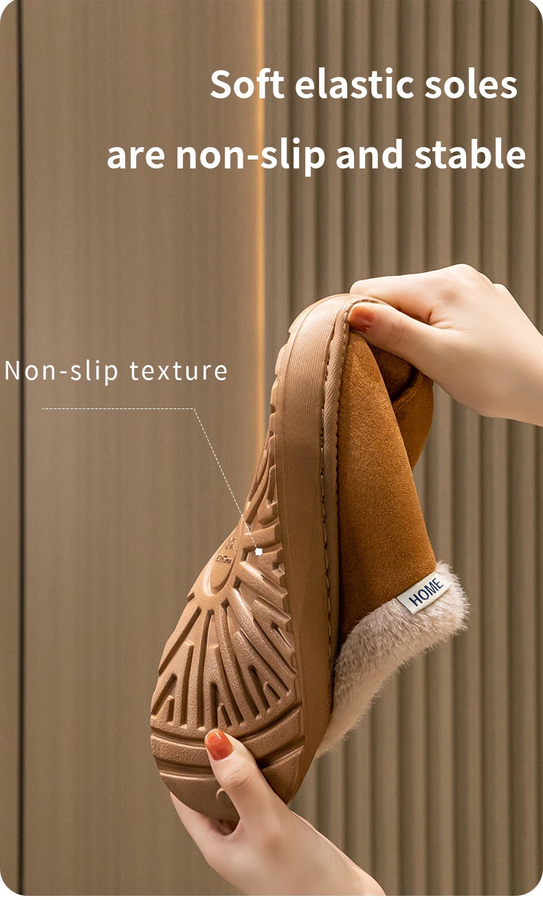 Autumn and Winter Slippers Women's Indoor Home Comfortable Fashion All-match Plush Warm Slippers Unisex Home Shoes for Winter