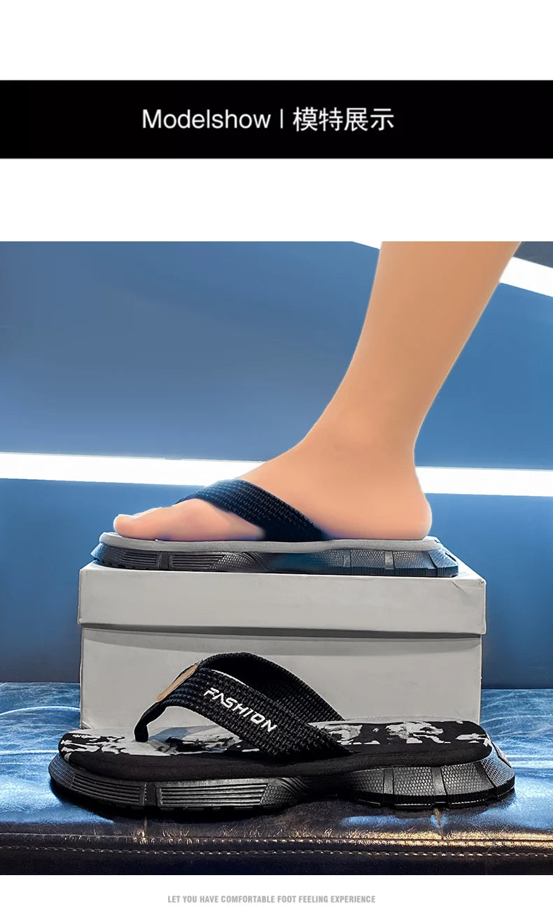Casual Flip Flops For Men Slippers Beach Sandals Summer Non-Slip Flat Slides Men Slippers Indoor House Shoes Man Male Slipper