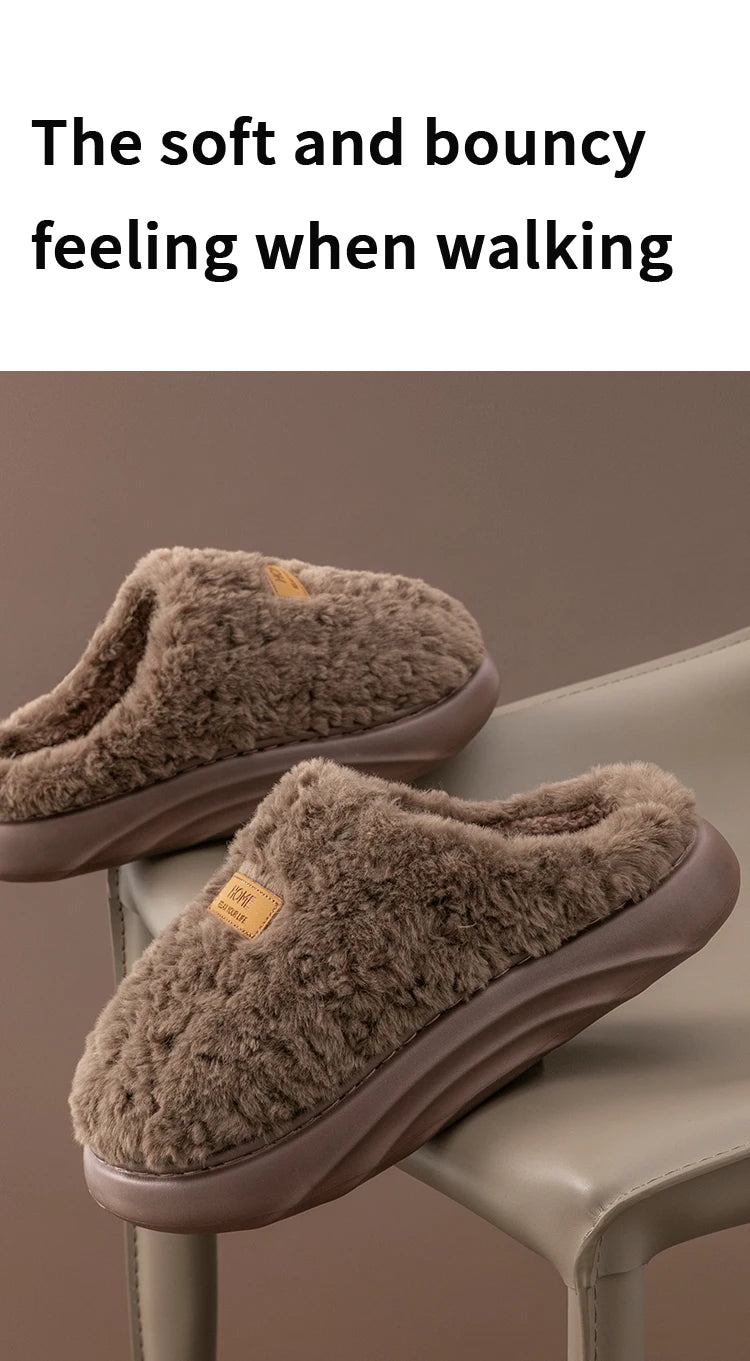 Women's Winter Slippers Indoor Non-Slip, Fleece Lined Warm House Shoes with Thick Soft Sole, Cozy Couples Faux Fur Slides