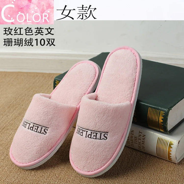 5Pairs/Lot Men Women Disposable Hotel Guest Slippers Cotton Slides Home Travel SPA Slipper Hospitality Cheap Indoor Slip-on