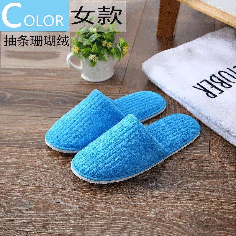5Pairs/Lot Men Women Disposable Hotel Guest Slippers Cotton Slides Home Travel SPA Slipper Hospitality Cheap Indoor Slip-on