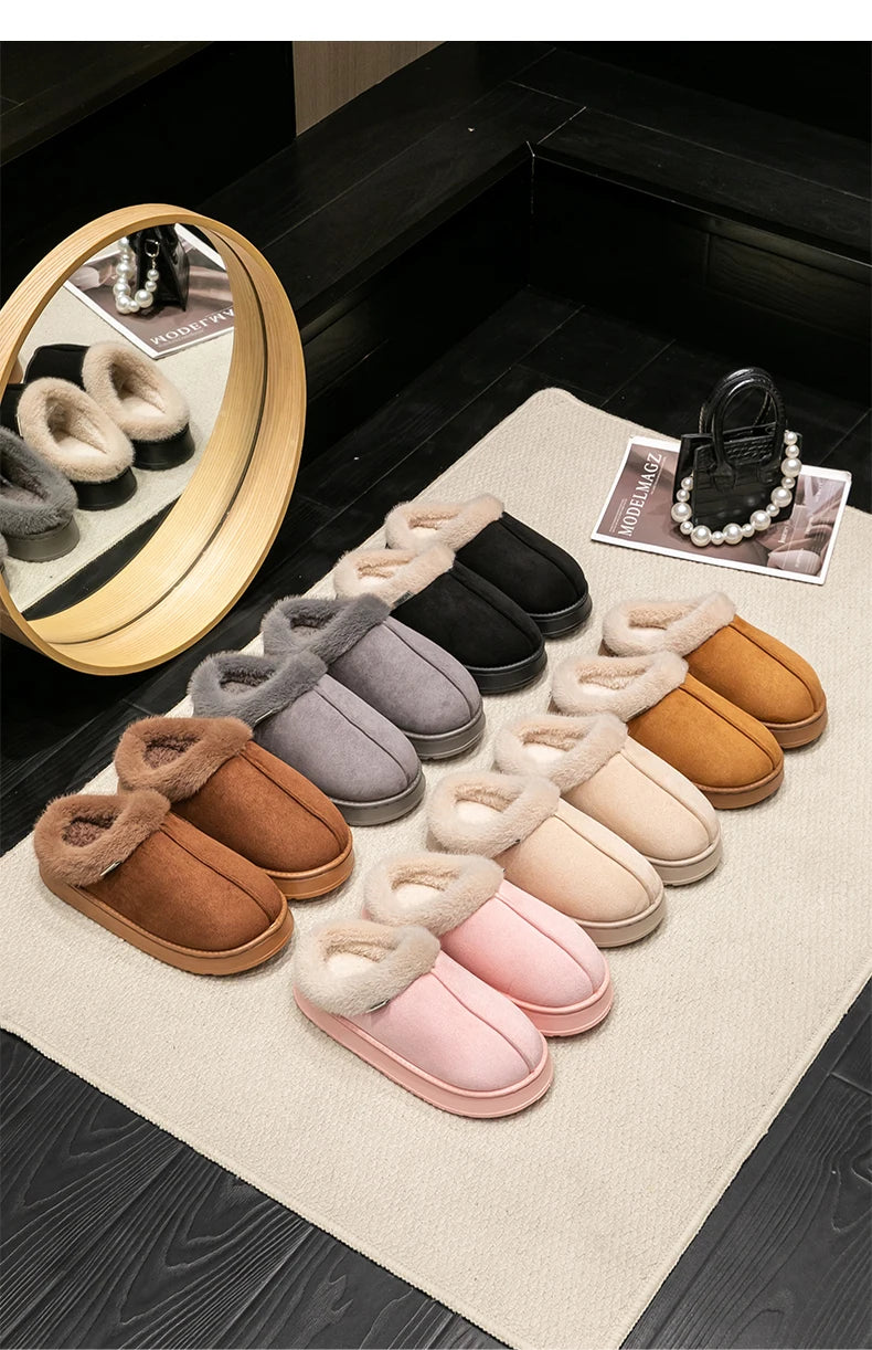 Autumn and Winter Slippers Women's Indoor Home Comfortable Fashion All-match Plush Warm Slippers Unisex Home Shoes for Winter