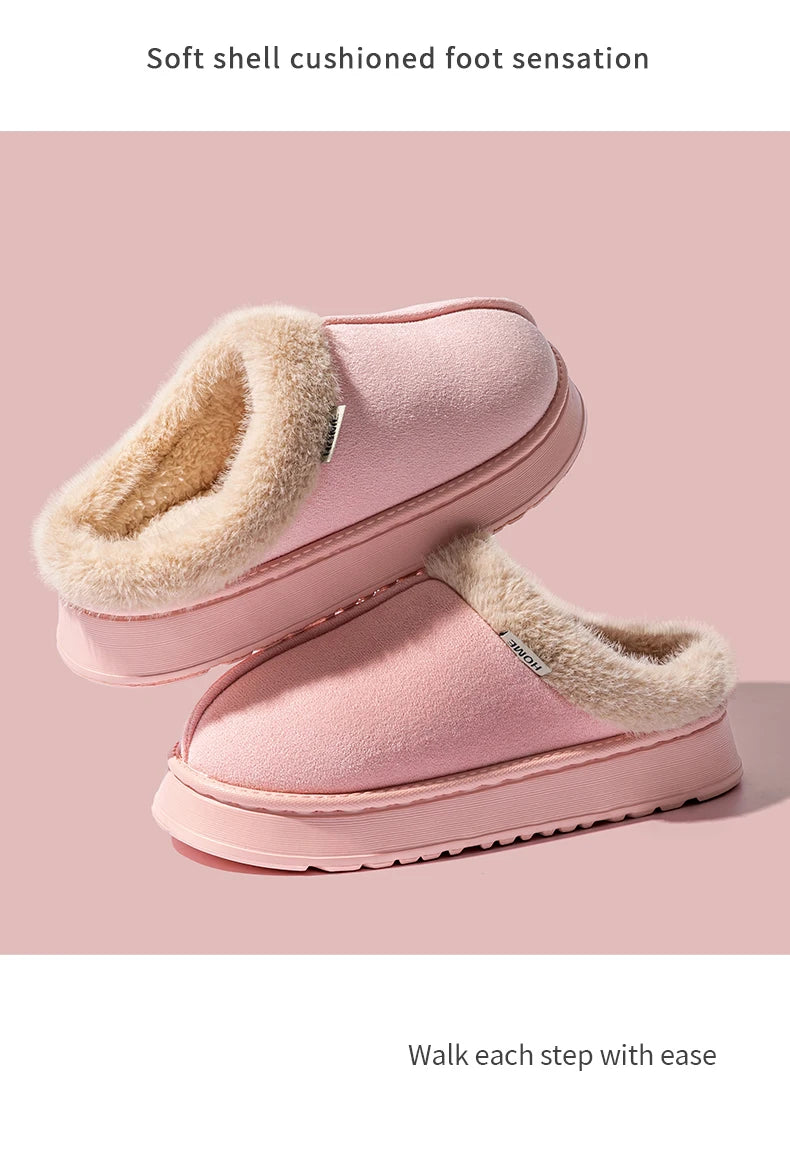 Autumn and Winter Slippers Women's Indoor Home Comfortable Fashion All-match Plush Warm Slippers Unisex Home Shoes for Winter