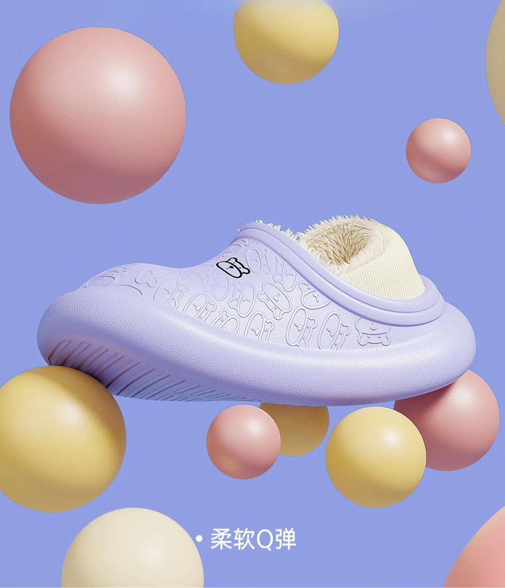 Waterproof Winter Slippers for Women & Men - Non-Slip Plush Scuff Shoes, Thick Sole Indoor/Outdoor Slides for Shower & Home