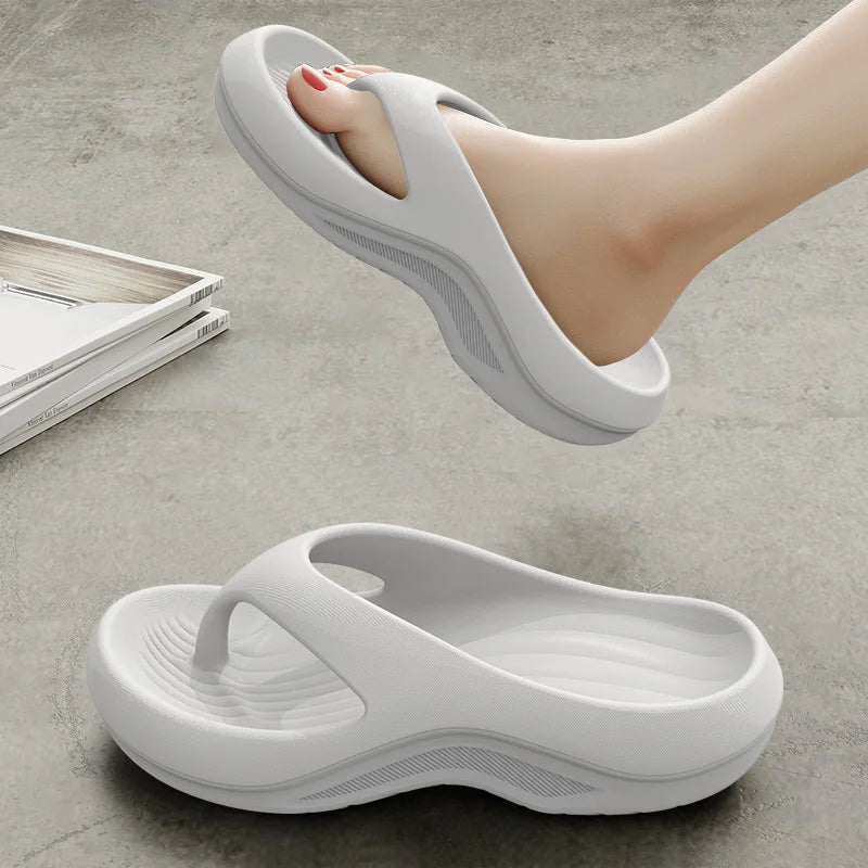Women's EVA Thick-Heeled Sandals Anti-Slip Odor-Resistant Outdoor Wearable Flip Flops Comfortable Summer Slippers