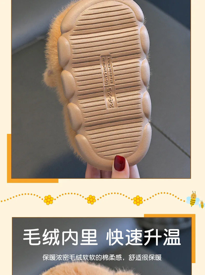 Capybara Winter Children'S Cotton Slippers For Boys And Girls Warm Plush Parent-Child Cotton House Slippers Shoes Gifts