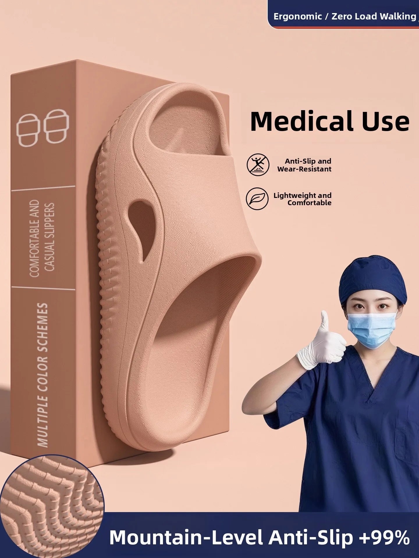 Comfortable Anti-Slip Operating Room Slippers for Men And Women Home Slippers round Toe EVA Material All Seasons Wear