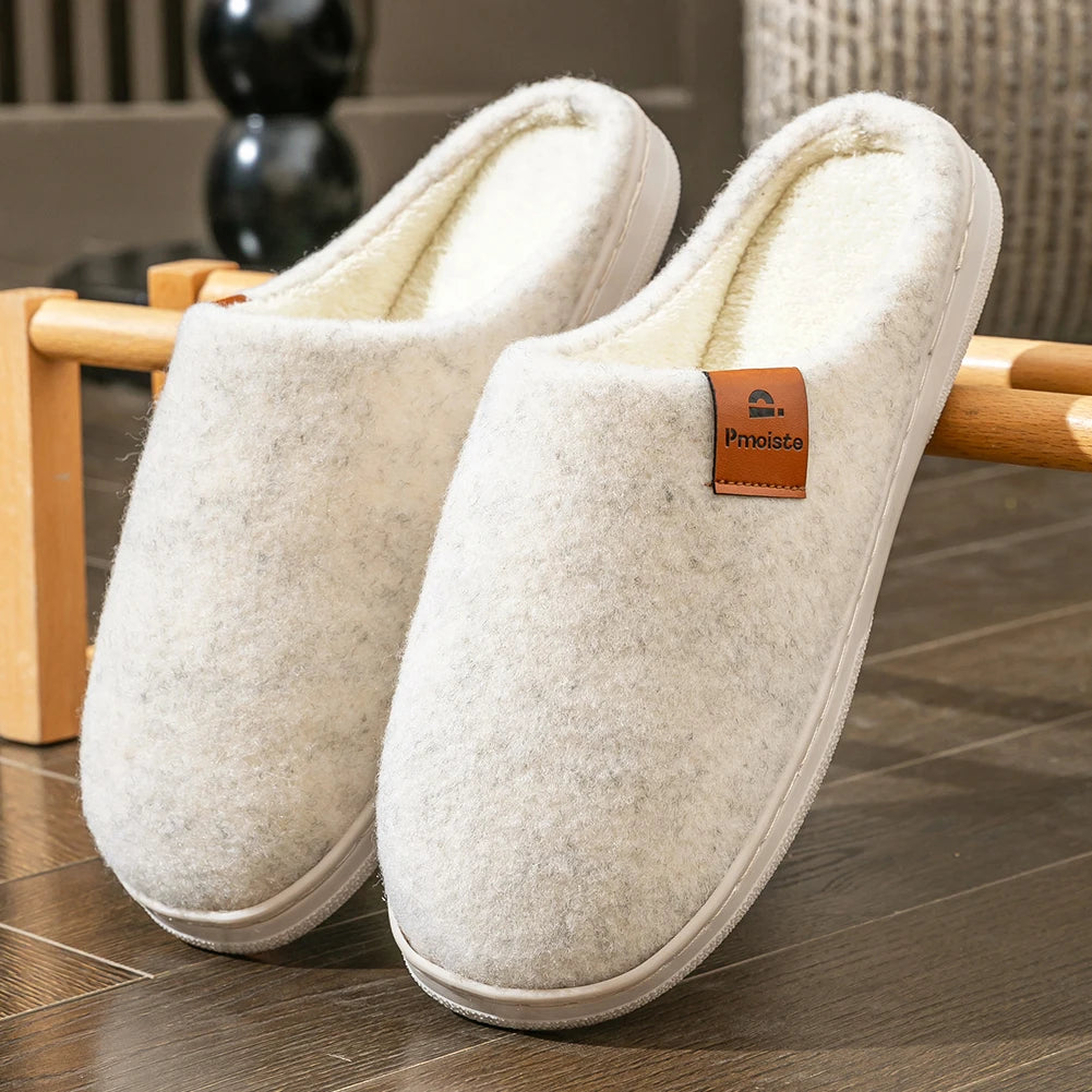 Winter Men Felt Platform  House Slippers Ultra Warm Cushion   Cozy Living Non-Slip TPR Outdoor Indoor House