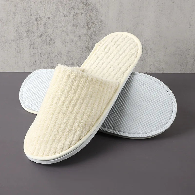 5Pairs/Lot Men Women Disposable Hotel Guest Slippers Cotton Slides Home Travel SPA Slipper Hospitality Cheap Indoor Slip-on