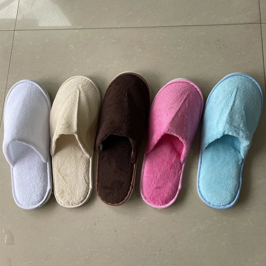 5Pairs/Lot Men Women Disposable Hotel Guest Slippers Cotton Slides Home Travel SPA Slipper Hospitality Cheap Indoor Slip-on