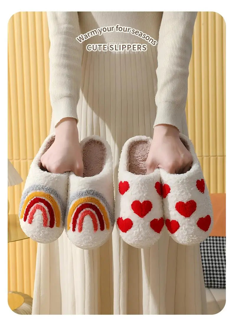 Women's Winter High-End Cotton Slippers, Women's Indoor Home Plush Warm Maternity Slippers, Couple Slippers with Added Fleece for Men in Autumn and Winter