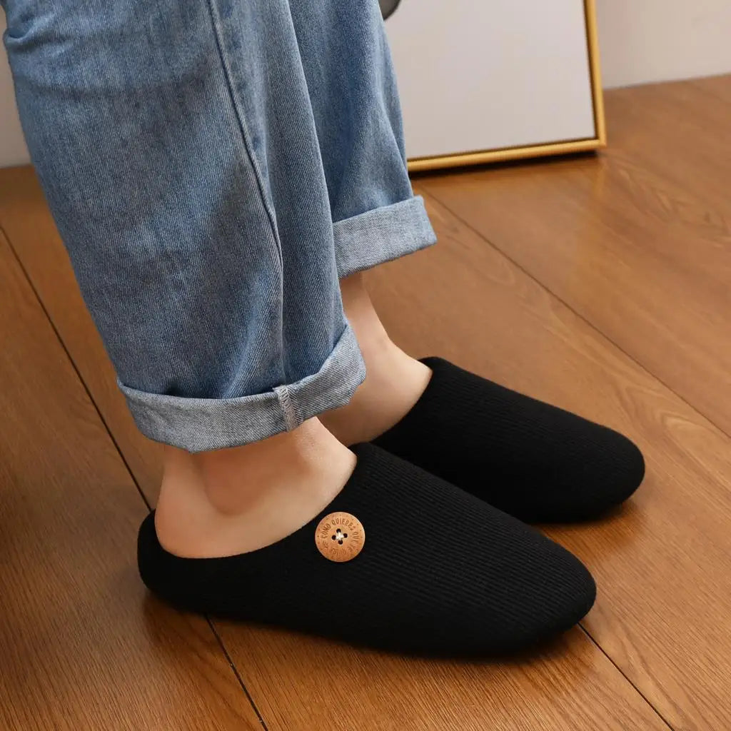 Classic Men Slippers Indoor Men Slippers Fashion Men House Slippers Outdoor Antiskid Soft Men Flat Slippers Winter Bedroom Shoes