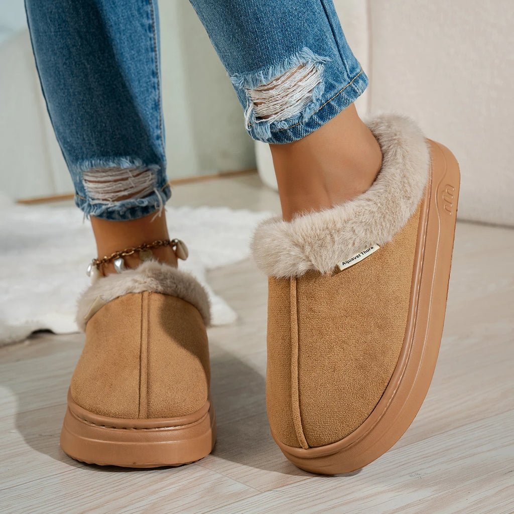 Outdoor Casual Fashion Simple Winter Home Women's Slipper Boots Fuzzy Soft Warm Indoor Anti-slip Comfy Bedroom Couples Shoes