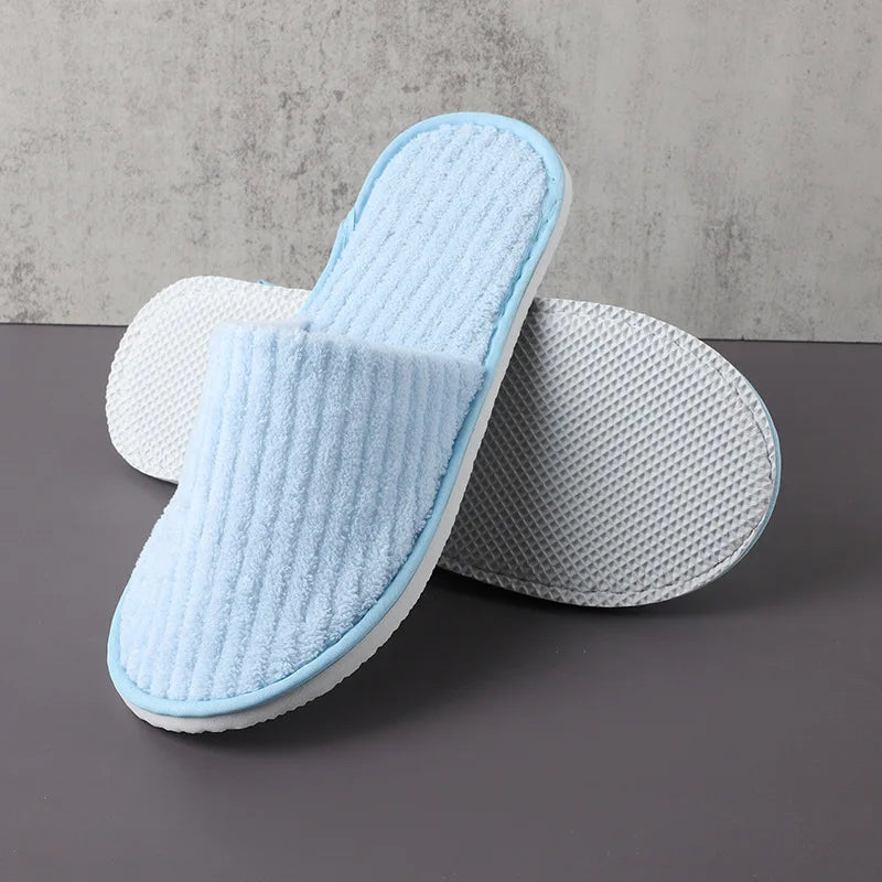 5Pairs/Lot Men Women Disposable Hotel Guest Slippers Cotton Slides Home Travel SPA Slipper Hospitality Cheap Indoor Slip-on