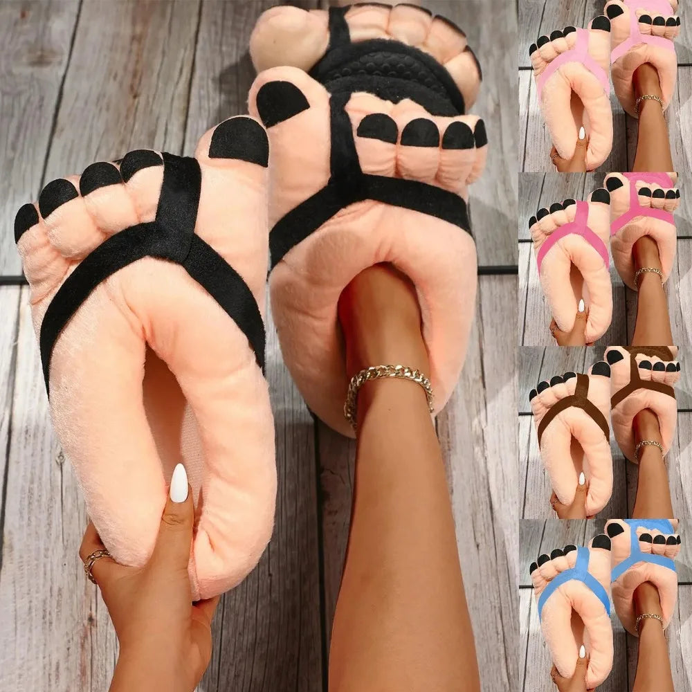 Creative Men Women Winter Slippers Big Feet Creative Couples Funny Slippers House Slides Home Soft Warm Cotton Slider