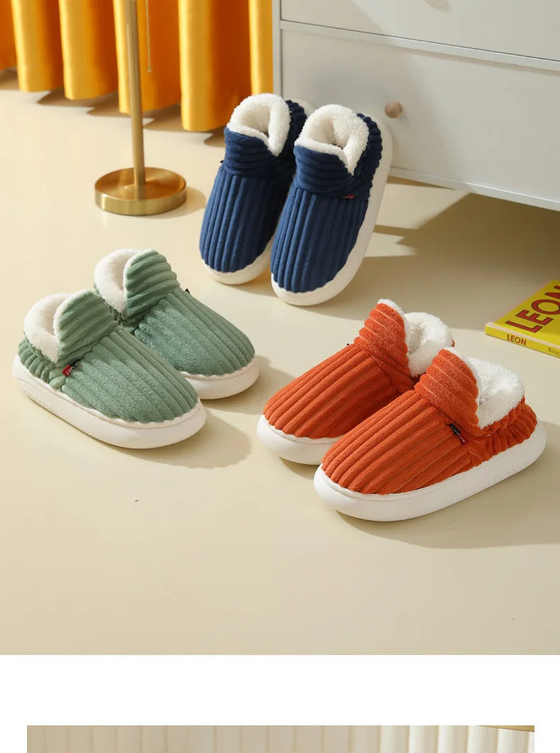 Evshine Soft Sole Slippers For Women Winter Fashion Women Fur Slippers Fuzzy Plush Men Slippers Warm Furry Women Cotton Shoes