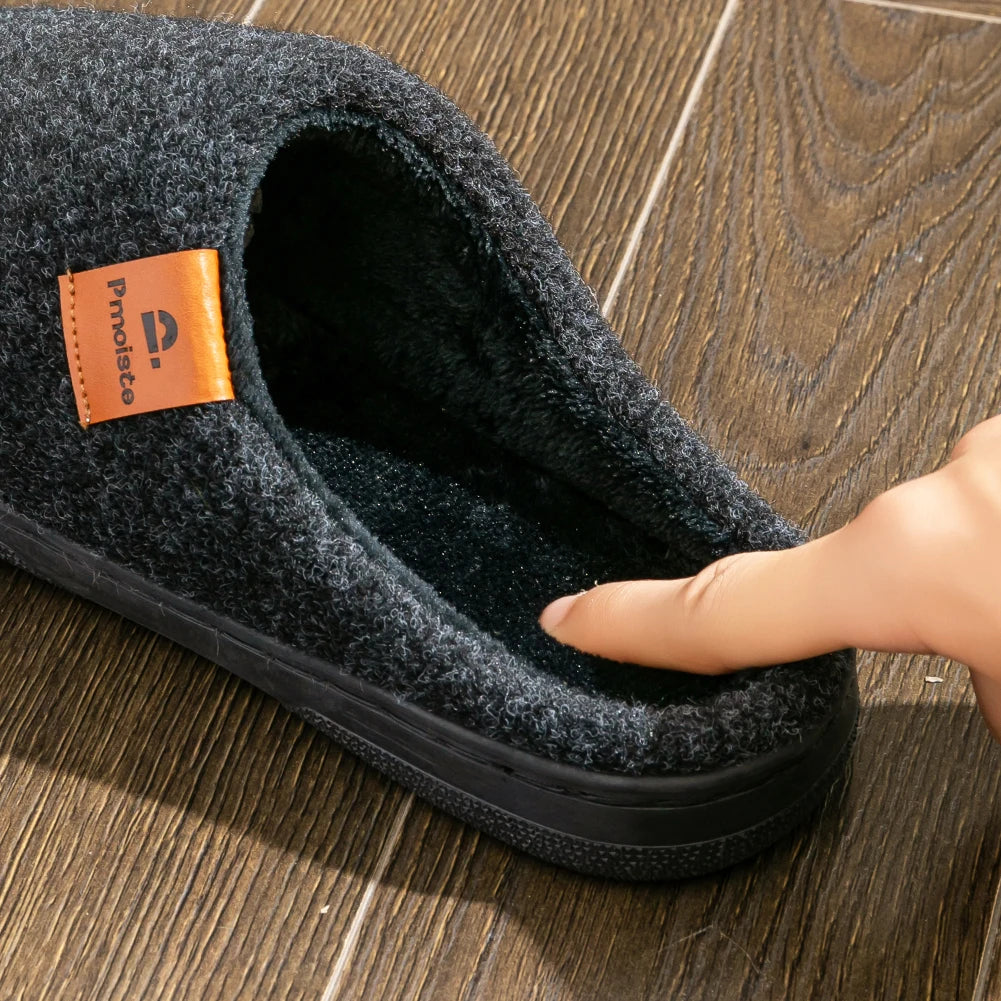 Winter Men Felt Platform  House Slippers Ultra Warm Cushion   Cozy Living Non-Slip TPR Outdoor Indoor House
